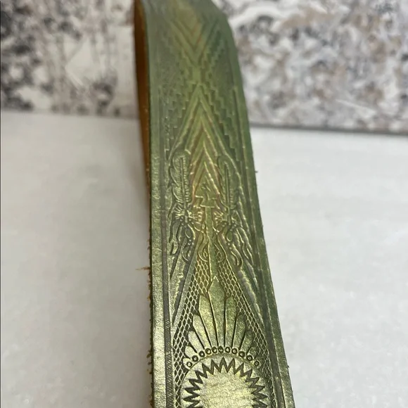 Engraved Tooled Leather Belt - Picture 5 of 10